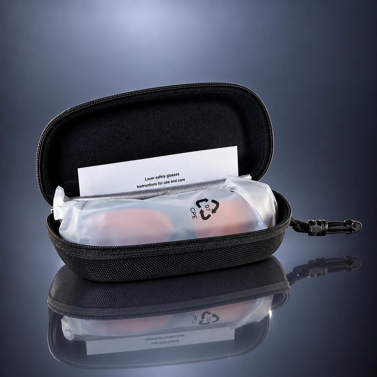 HG-Laser Protective Glasses OD7+ 99% Transmittance - open storage case