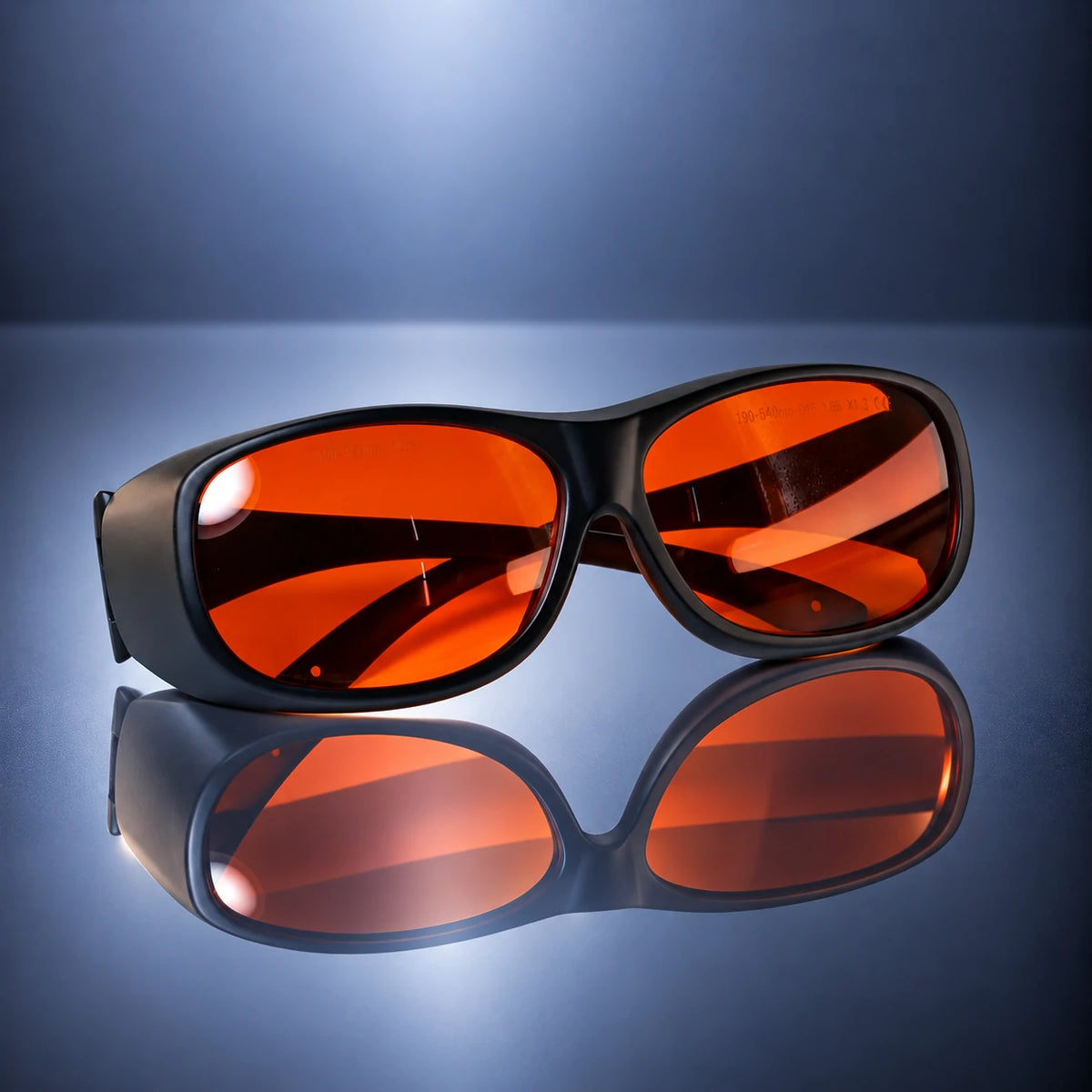 HG-Laser Protective Glasses OD7+ 99% Transmittance - orange lens angle view